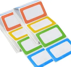 PinShion 名前ラベル 手書きステッカー 分類 手書き可能 防水 高粘着 剥がせる 4色セット スーパーグルー製 整理 文房具 収納 ファイル用 長方形 (アソート,  400枚)