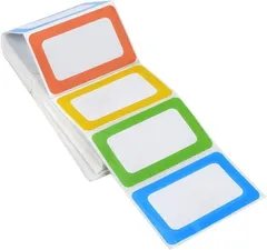 PinShion 名前ラベル 手書きステッカー 分類 手書き可能 防水 高粘着 剥がせる 4色セット スーパーグルー製 整理 文房具 収納 ファイル用 長方形 (アソートセ,  200枚)