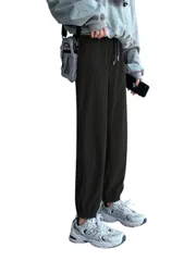 [ソユル] 裏 起毛 ボア コーデュロイ パンツ ゴム ウエスト ポケット 付き 防寒 あたたかい カジュアル 部屋着 ルーム ウェア レディース ブラック 黒 くろ 秋 冬 ジョガー トレーニング ルーム 長 ロング パンツ トレパン  [ブラック] [M]