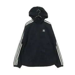 美品 adidas アディダス トレフォイルロゴ 長袖 ナイロンジャケット XS ブラック メンズ 古着