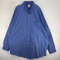 古着 ブルックスブラザーズ Brooks Brothers 長袖シャツ TRADITIONAL FIT ボタンダウン 胸ポケ XL  ブルー系 無地 メンズ