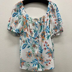 AP148　GRACE CONTINENTAL　グレースコンチネンタル　 タグ付き　美品　レディース　サラサペイントパフトップ　ホワイト　36　花柄　フラワー　パフスリーブ　スクエアネック　トップス　ブラウスのサムネイル
