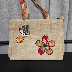 日本 ヴィンテージ 刺繍 ハンドトートバッグ(新品)