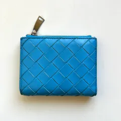 ボッテガヴェネタ　BOTTEGA VENETA 二つ折り財布　マキシイントレチャート　ブルー系