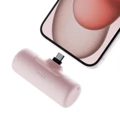 iWALK モバイルバッテリー 極小化 USB-C端子一体型・ 最小サイズ登場 軽量 小型 4500mAh 急速充電 タイプc アイウォーク type コネクター内蔵 コードレス パススルー機能 残量インジケーター付き (ピンク,  Small)