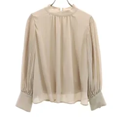 NATURAL BEAUTY BASIC ナチュラルビューティーベーシック 長袖 シフォン ブラウス S ベージュ レディース 古着