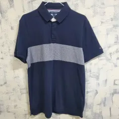Tommy Hilfiger トミーヒルフィガー ネイビー ストライプ カラーTシャツ 半袖 M