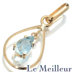 【新品仕上済】 アクアマリン イエローゴールド K18YG ドロップデザインペンダントトップ レディース 返品OK