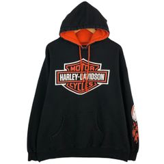 Harley-Davidson パーカー ブラック ファイヤー柄 - メルカリ
