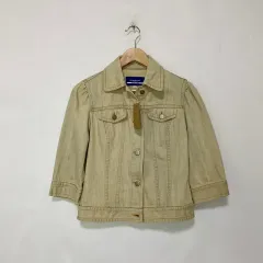 バーバリー ブルーレーベル クロップド デザート ウォッシュ デニム 7分 パフスリーブ ジャケット 38サイズ
