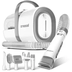 【ブラシと掃除機一体型】Oneisall 犬 バリカン 吸引式 7 in 1 多機能 犬 猫美容器/ペット用掃除機 付きブラシ/ペットグルーミングセット/電動バリカン/犬 猫用品/抜け毛対策（grey）ri