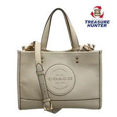 中古 美品 COACH デンプシー キャリーオール ウィズ パッチ レザートートバッグ C2004 2WAY ショルダー ベージュ 【102063045002】