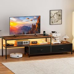 Bestier 160幅 テレビ台 リブ調 AV機器収納 引き戸 ブラウン - メルカリ