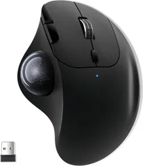 トラックボール 【NEWモデル】 ワイヤレス 3台同時接続 親指 静音タイプ 高精度 Bluetooth&2.4GHz両対応 エルゴノミクス 瞬時接続 トラックボールマウス 無線マウス 7ボタン 進む/戻るボタン Ewin Windows/Mac/iOS/An
