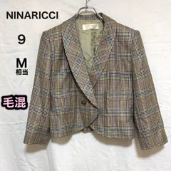 NINARICCI ニナリッチ 9 M テーラードジャケット チェック 金ボタン ダブル ショート丈 レディース  毛混のサムネイル