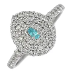 美品 1点モノ 1粒 PT0.04ct D0.5ct パライバトルマリン ダイヤモンド ハーフエタニティ 取り巻き リング 指輪 Pt950-3.3g 12号 プラチナ【N】【メンズ・レディース】★■598972【中古】