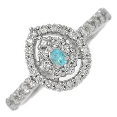 美品 1点モノ PT0.04ct D0.42ct パライバトルマリン ダイヤモンド ハーフエタニティ 取り巻き リング Pt950-3.5g 11.5号 #51.5 プラチナ【♀】【N】【レディース】★■598971【中古】