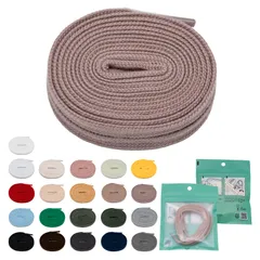 [TEN ANNTONIO] 靴紐 シューレース コットン100％ 平紐 白 黒 アイボリー グレー ネイビー 80cm 100cm 120cm 140cm 160cm 21色展開 耐久性 水洗い可能 丈夫 おしゃれ 変え紐 替え [ピンク] [長 80cm]