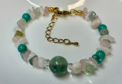 恋愛の問題・トラブル解決　フローライトとローズクォーツのブレスレット16cm新品