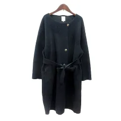 テチチ Te chichi ノーカラーコート ロング フリー 黒 ブラック /MN