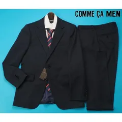 新品展示品定価5.2万円 COMME CA MEN コムサメン 秋冬 ウール混ドビー織柄 スーツM紺(09) 01SM04-B1