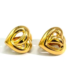 【柔らかな曲線が魅せる、ディオールらしい存在感】Christian Dior クリスチャンディオール ハート イヤリング ゴールド 金メッキ ブランドアクセサリー ディオールイヤリング 当店基準真贋確認済