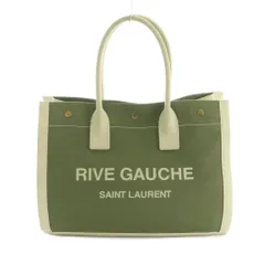 サンローラン パリ SAINT LAURENT PARIS rive gauche トートバッグ キャンバス バイカラー オリーブ アイボリー 617481 /MIのサムネイル