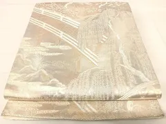 平和屋着物◎六通柄袋帯　京洛錦　風景文　二重引箔　正絹　逸品　AABF4943yxのサムネイル