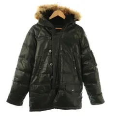 リューグーレザーズ Liugoo Leathers レザーコート ダウンコート 馬革 フード 3L ブラック /ES