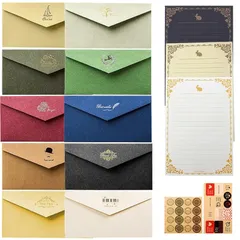 【新品】 レターセット封筒 10色 便箋 24枚 手紙 おしゃれ クラフト用紙 アンティーク調 シンプル おしゃれ 箔押し 手紙セット 便箋と封筒 おしゃれ てがみ プロポーズ用手紙 招待状 結婚式 母の日 お祝い手紙 挨拶状 お礼状用 メッセージカード  0