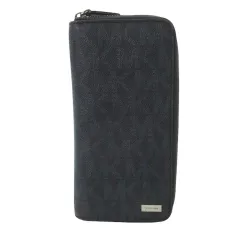 マイケルコース MICHAEL KORS 長財布 ロングウォレット 小銭入れあり ラウンド PVC レザー 革 MKロゴ モノグラム プレート グレー /CK27 ■GY18