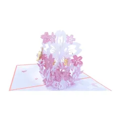 【新品】 グリーティングカード 桜の花 蝶々 立体 メッセージカード 3D おしゃれ お祝いカード 誕生日カード 感謝状 結婚祝い 母の日/父の日/バレンタイン/お誕生日/ギフトカード/お礼状 ピンク 0