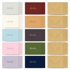 【新品】 日本製 メッセージカード 40枚 & 封筒 20枚 セット Thank you 10色 各4枚 お祝い ギフトカード 誕生日カード グリーティングカード 1