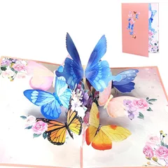 【新品】 【JRIQHOLD】3D 蝶々ポップアップカード 蝶が舞う感じ 立体 グリーティングカード 祝福カード 母の日 誕生日カード おめでとう 記念日 フラワーカード メッセージカードと封筒付き 0