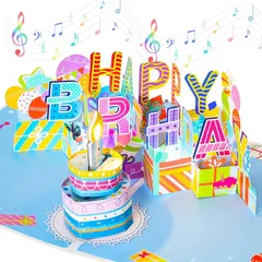 【新品】 バースデーカード 立体 3D 誕生日カード メッセージ カード 封筒付き メロディ付き 音楽付き お祝い プレゼント 子供 大人向け 1