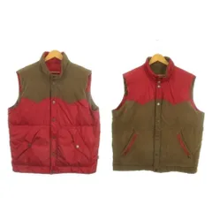 エディーバウアー EDDIE BAUER リバーシブル ダウンベスト L 赤 レッド 茶 ブラウン スタンドカラー ナイロン コーデュロイ /MN19 ■GY61のサムネイル