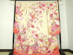 平和屋着物●豪華振袖　枝垂れ桜　花手毬　暈し染め　金銀彩　銀通し地　正絹　逸品　DABB4888ps