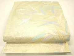 D◇着物くつろぎ 夏物 波に笹の葉 金糸 六通 正絹 薄物 絽 紗 袋帯
