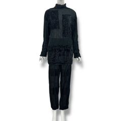 美品 ISSEY MIYAKE イッセイミヤケ PLEATS PLEASE プリーツプリーズ セットアップ トップス パンツ ベロア ブラック サイズL