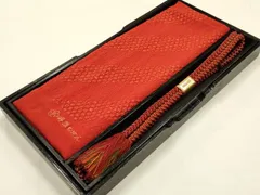 平和屋着物●和装小物　帯締め・帯揚げセット　振袖用　ふくれ織　斜縞　金糸　丹後ちりめん　撚り房　正絹　逸品　未使用品有　AABF9370ay
