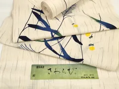 平和屋着物＊夏物　浴衣　反物　着尺　東京本染　さわらび　芒に蛍　源氏物語謹製　綿麻　逸品　未使用　DABC1569zzz