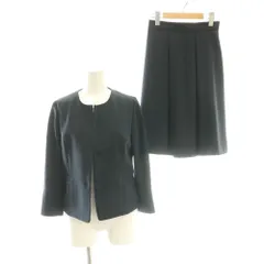 リフレクト Reflect セットアップ ひざ丈スカートスーツ ノーカラージャケット 7 紺 ネイビー /SS ■OS