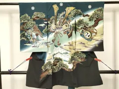 平和屋着物[]お宮参り　男の子　祝着　産着　初着　のしめ　龍　兜　風景松文　暈し染め　金銀彩　逸品　DABC5072ma