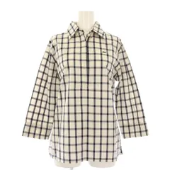 ラコステ LACOSTE チェックシャツ 七分袖 40 白 グレー /KH ■ECC001