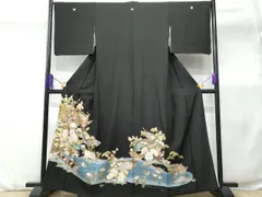 平和屋着物■豪華黒留袖　几帳鴛鴦流水花文　金彩　正絹　逸品　CABD6071fb