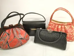 平和屋着物▼和装小物　和装バッグまとめて4点　桂由美　ハンドバッグ　がま口　枝花　メッシュ　編み込み　逸品　DABC1538zzz