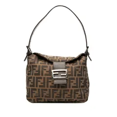 フェンディ ズッカ マンマバケット ワンショルダー ショルダーバッグ ブラウン キャンバス レザー レディース FENDI【1-0256520】