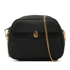 ディオール ハニカム ヴィンテージ チェーン ショルダーバッグ ブラック ゴールド金具 キャンバス レザー レディース Dior【1-0259269】