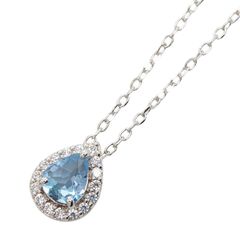 2.00ct天然スカイブルートパーズダイヤモンドK14WG仕上ネックレス 