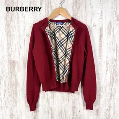 美品 レア BURBERRY BLUE LABEL バーバリーブルーレーベル ノバチェック アンゴラ ウール ブレンドニット ノースリーブ トップス ロングスリーブ カーディガン アンサンブル レッド
